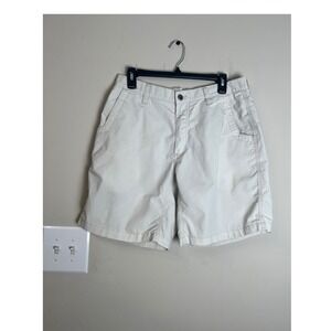 Mountain Khakis Mens Stretch Poplin Shorts Beige Relaxed Fit Organic Cotton 32